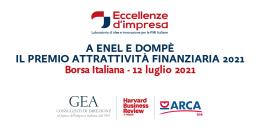 A Enel e Dompè il Premio Attrattività Finanziaria 2021